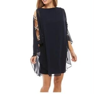 NWT Xscape Jersey Dress. Beautiful Rhinestone Adorned.